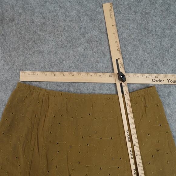 J.‎ Jill Skirt Womens Medium Midi Eyelet A-Line Flare Lined Gold - Picture 2 of 10